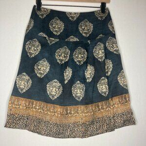 Pauw Amsterdam Pleated Blue Copper  Pencil Skirt  Womens 0 XS Extra Small Silk 